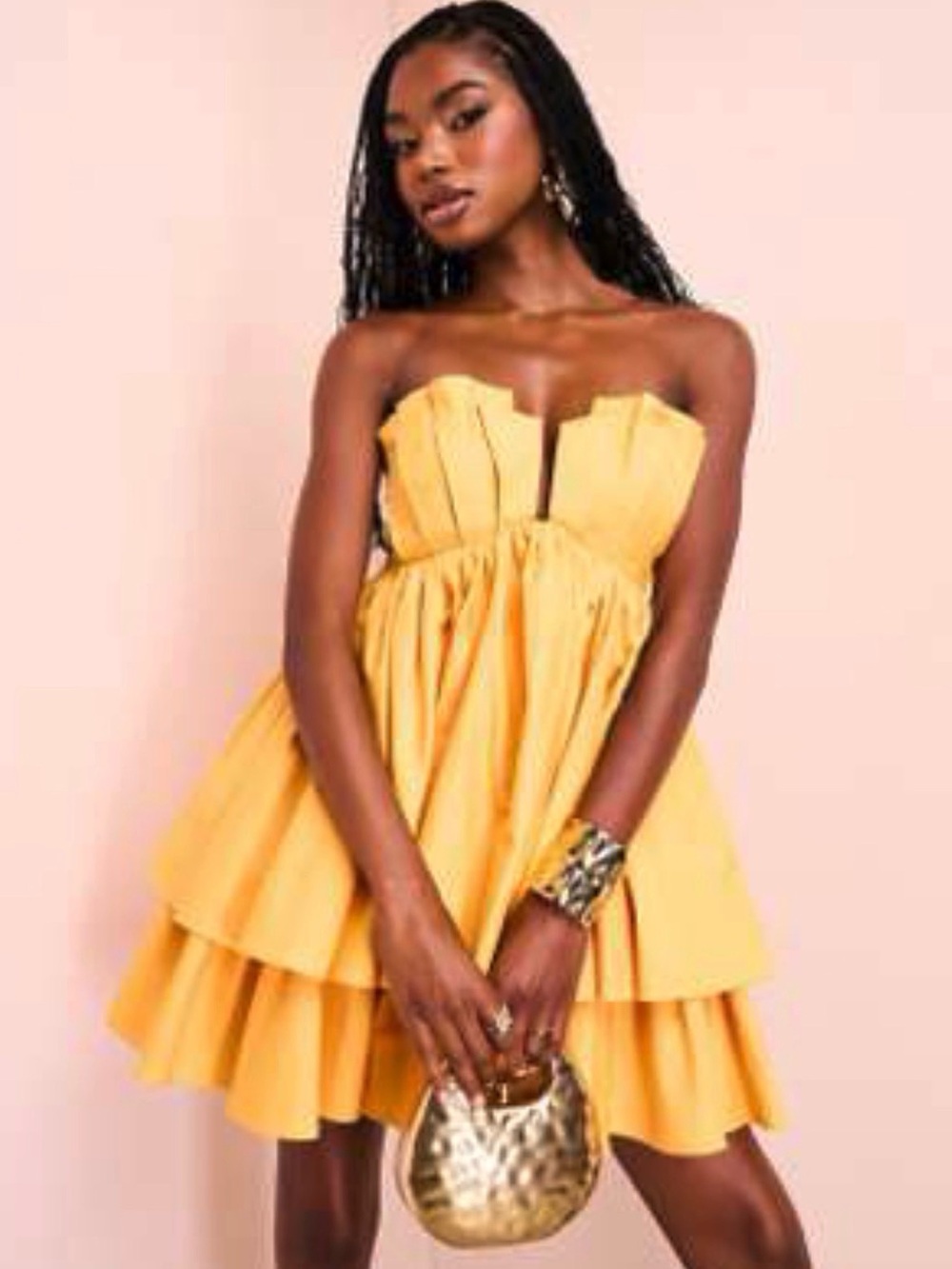 ASOS LUXE bandeau babydoll mini dress